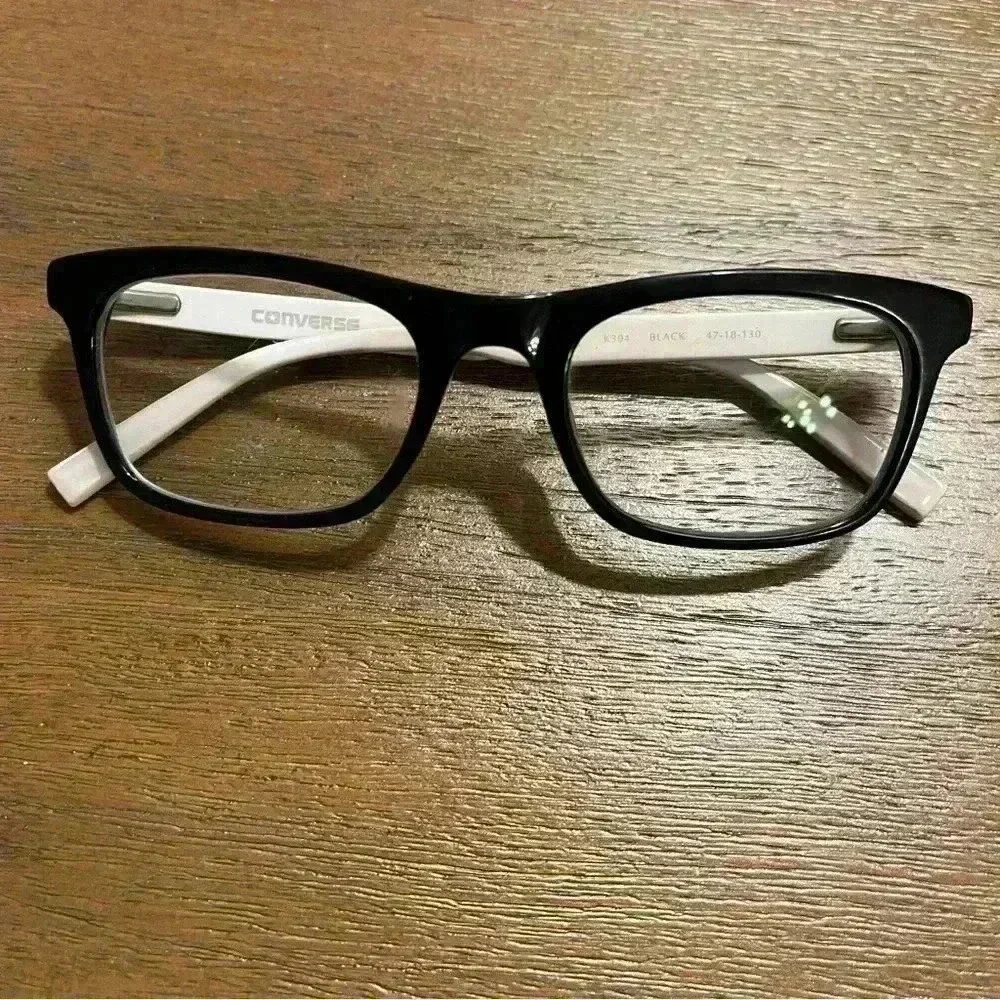Converse K304 kids eyeglass frames black and white size 47 18 130